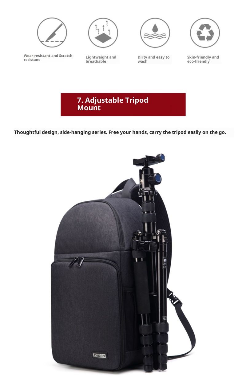 Robuste, wasserdichte Kameratasche für DSLR-Kameras mit verstellbarem Gurt und seitlicher Stativhalterung – leichtes und atmungsaktives Design für Fotografen_voghion.com
