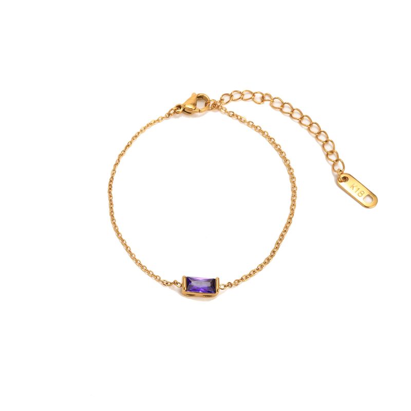 Bracelet 12 pierres de naissance pour femme, chaîne cubaine réglable, or 14 carats, couleur préservée, cadeau pour filles_voghion.com