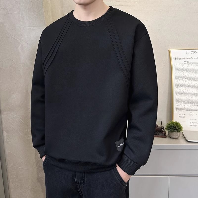 Nuova felpa con cappuccio girocollo fresca e alla moda per uomo con linee di personalità primaverili e autunnali, nuovo top versatile dalla vestibilità slim_voghion.com