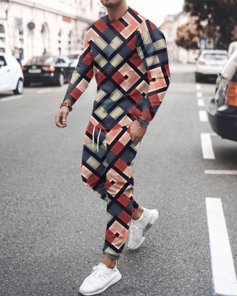 Ensemble de vêtements tendance pour hommes, pull ample à manches longues et col rond, pantalon de sport et de loisirs, nouvelle collection printemps et automne 2023_voghion.com