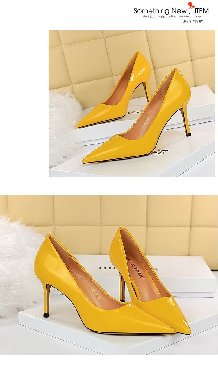 BIGTREE Shoes Glossy Patent Leather Women's Pumps Professional OL High Heels Stiletto Ladies Shoes Plus Size 43 All-match Heels_voghion.com