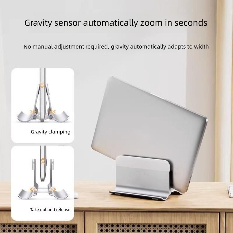Laptop Vertikalständer Tablet Aufrecht Rack Aluminiumlegierung Wärmeableitung Desktop Schwerkraftschloss Lagerung Metallbasis_voghion.com