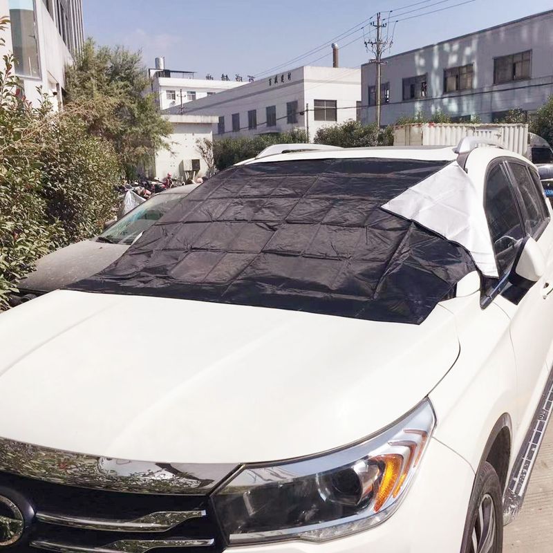 winter silver coated cloth snow cover car snow cover front windshield magnetic cover car snow cover sunscreen sunshade_voghion.com