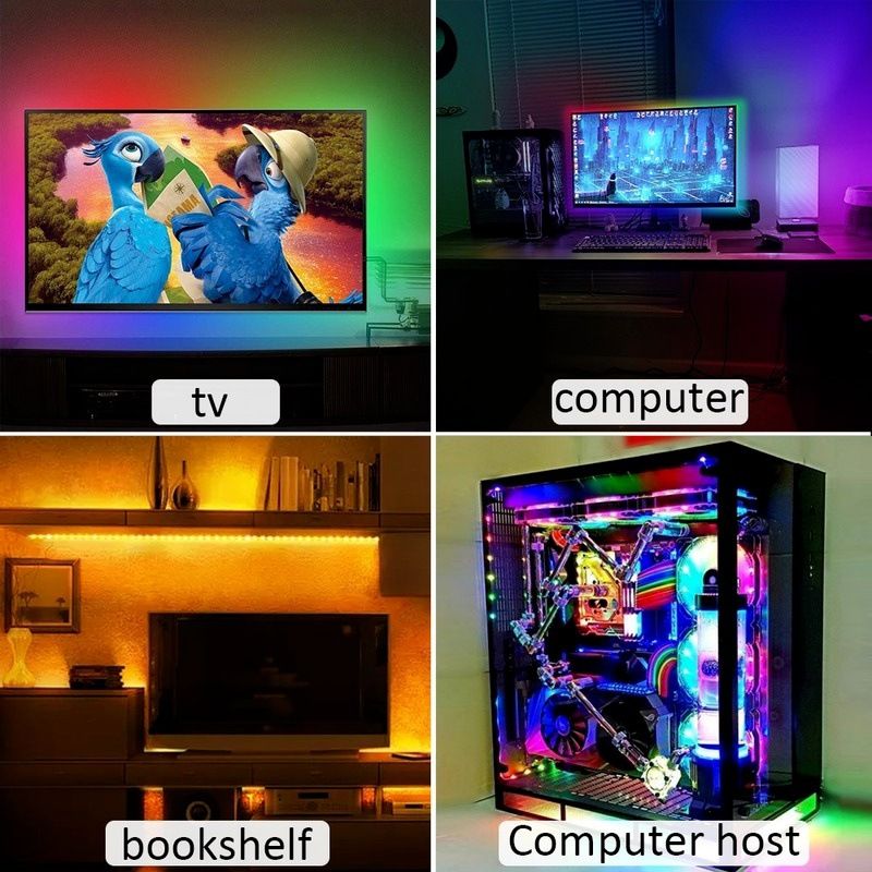 Tira de luces LED USB de 5 V, 60 LED/metro, SMD 2835, para interiores, blanco cálido/blanco frío/azul/verde/rosa/morado (varios colores disponibles)_voghion.com