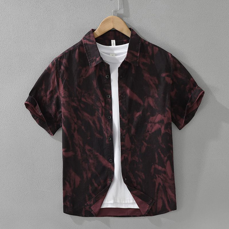 Camicia a maniche corte stampata alla moda per uomo, alla moda e versatile, top casual e ampio._voghion.com
