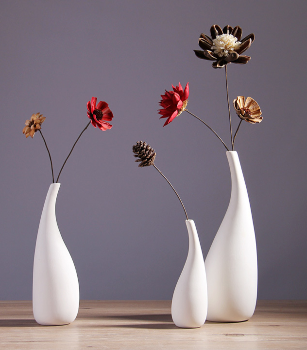 Nordic Style Simple Ceramic Vase Ornament White Plain Burnt Dry Flower Insert Home Decoration Display_voghion.com