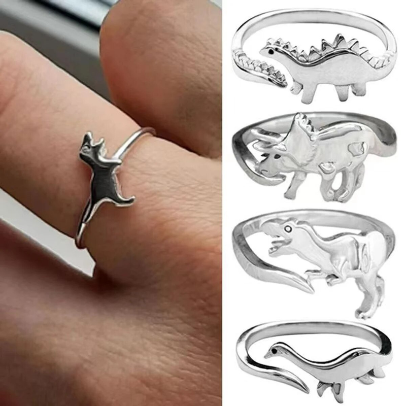 Moda 1 ADET Şık Alaşım Geometrik Dinozor Açılışı Erkek Ve Kız Arkadaşlık Seti Yüzük_voghion.com