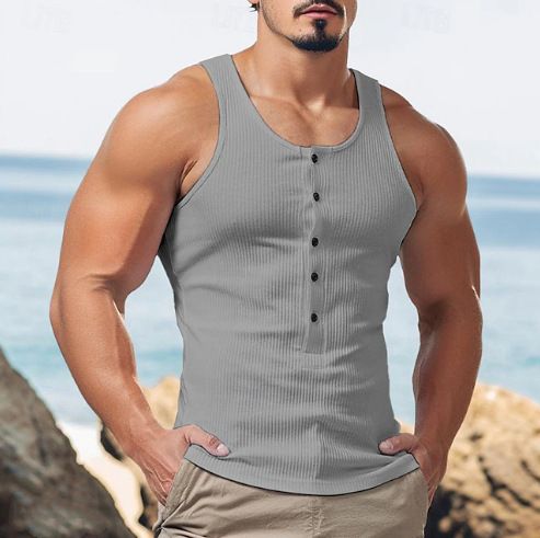 Men's Clothing Vest Summer Trendy Handsome High End Sleeveless Knitted T Shirt_voghion.com