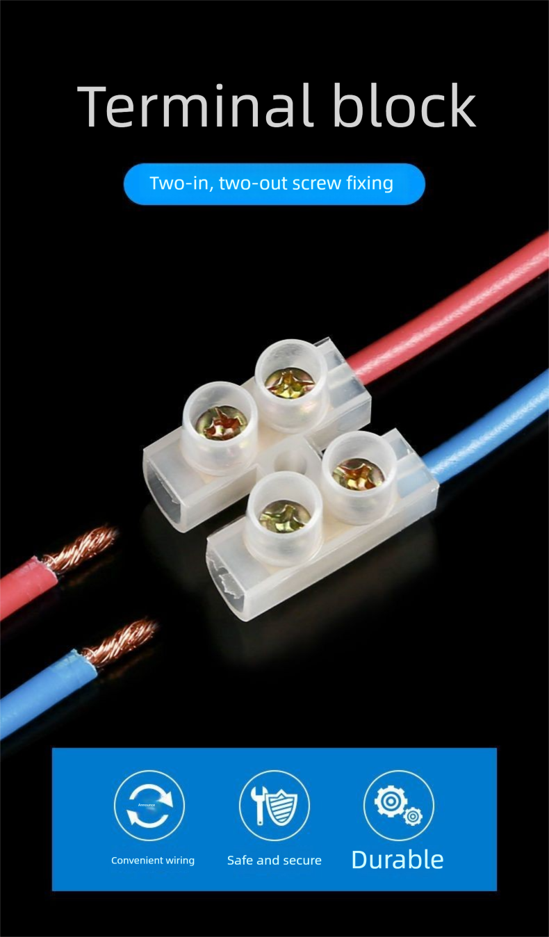 Air Conditioner Quick 6 Square Block 20A Wire Connector Copper Two-Pin Terminal Strip_voghion.com
