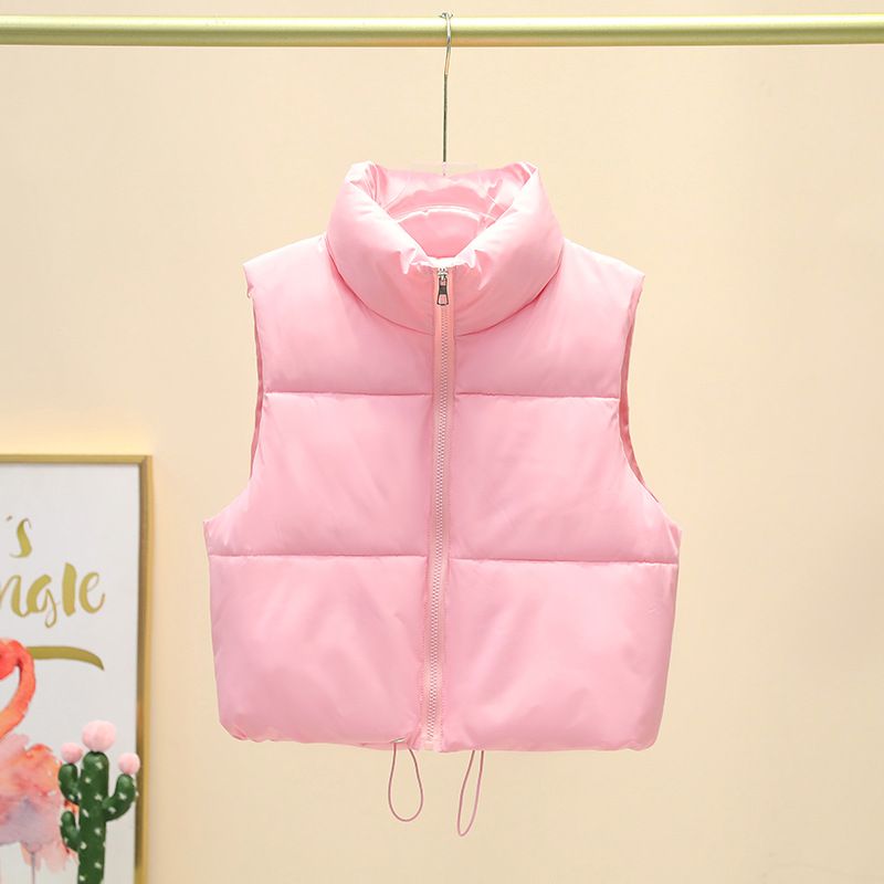 Gilet matelassé sans manches pour femme, léger, à col montant et fermeture éclair, coupe oversize, idéal pour l'automne/hiver, décontracté et professionnel._voghion.com