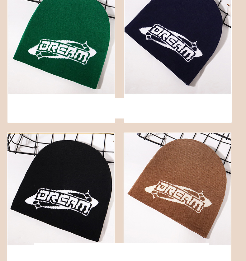 Unisex stylová pletená čepice s písmeny pro muže a ženy, ležérní venkovní teplá i studená čepice_voghion.com