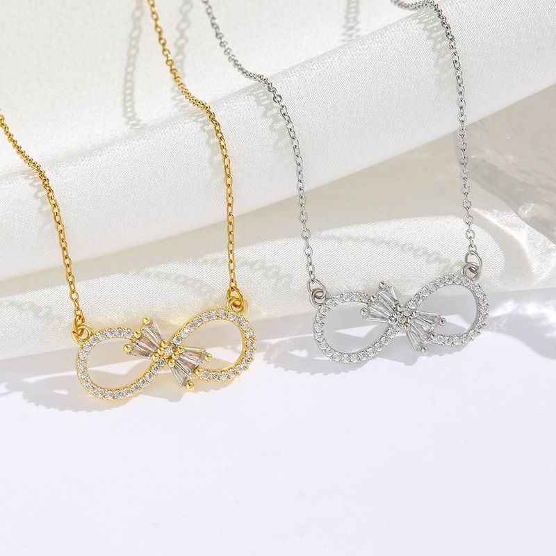 Simple and fashionable personality 8 shaped heart micro inlaid zircon versatile temperament women's necklace Valentine's Day gift_voghion.com
