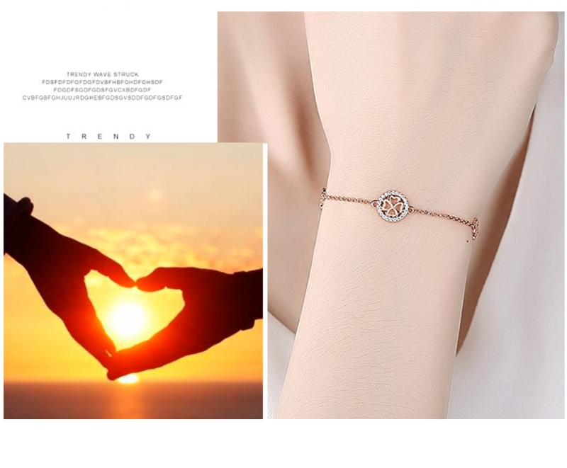 Damenschmuck Glücksklee-Armband aus 925er Sterlingsilber, Sternplatte, kurzes Geburtstagsgeschenk für die Freundin, einfacher Stil_voghion.com