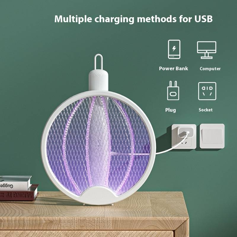 Foldable Mosquito Killer - USB Rechargeable 2-in-1 Electric Zapper & LED Trap (Auto Attract, Portable Bug Killer For Home & Outdoor)_voghion.com