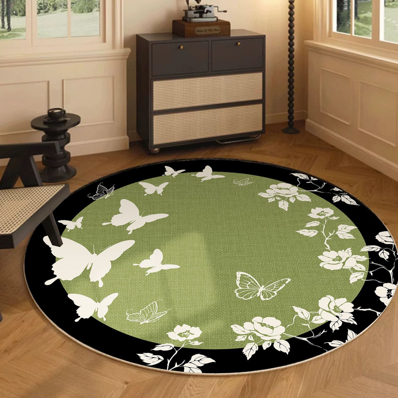 Green Medieval Style Living Room Rocking Chair Sofa Floor Mat Bedroom Cloakroom Light Luxury High End Makeup Chair Round Carpet_voghion.com