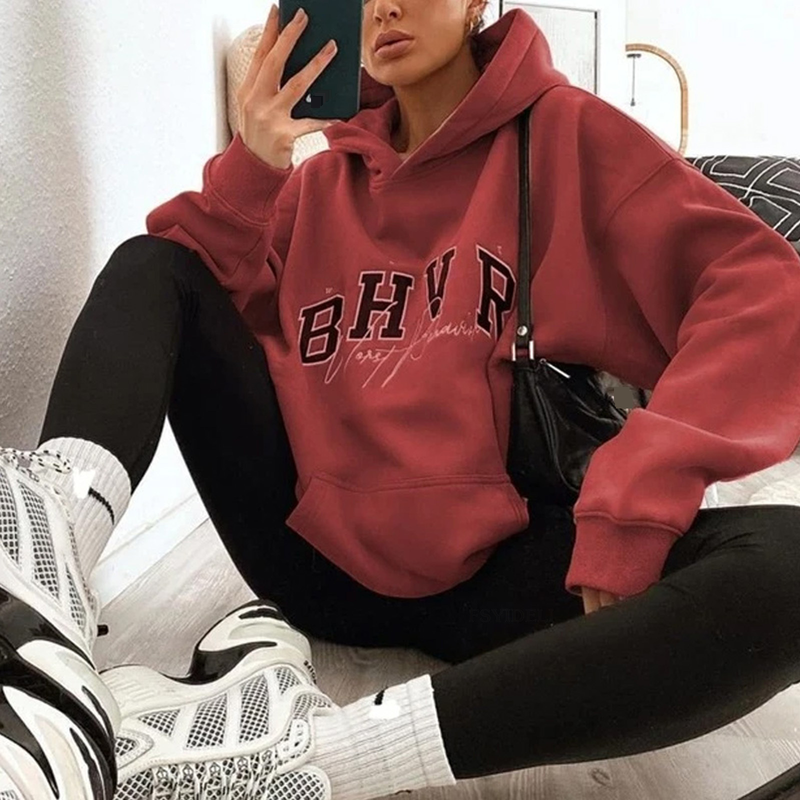 Women's Clothing Game Letter Printing Plus Fleece Warm Long Sleeve Hoodie_voghion.com