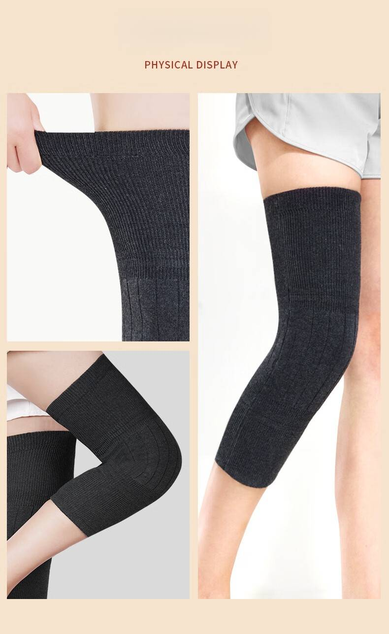Genouillères thermiques pour femmes et hommes – Genouillères extra-longues doublées polaire pour temps froid, yoga et sports d'hiver (noir/beige/gris, M-XXL)_voghion.com