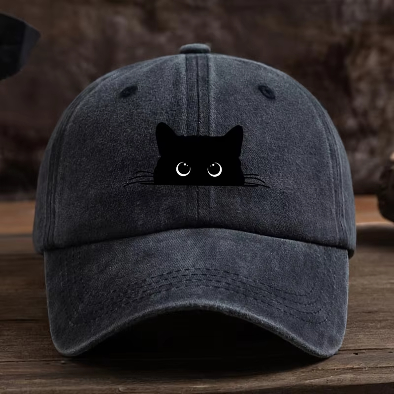 Cute Cat Print Adjustable Baseball Cap For Men And Women, Casual Wear For Outdoor Travel, Sun Shading Duckbill Cap_voghion.com