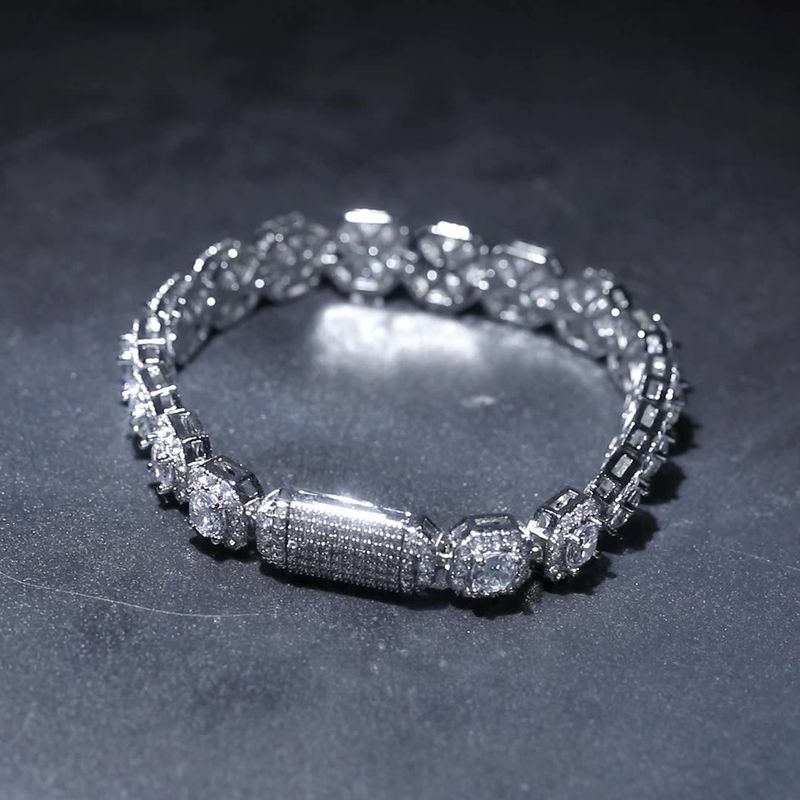 Bracciale Hip Hop con zirconi cubici da 9 mm, gioielli da uomo e da donna, catena quadrata, unisex, pezzo di tendenza per abbigliamento casual_voghion.com