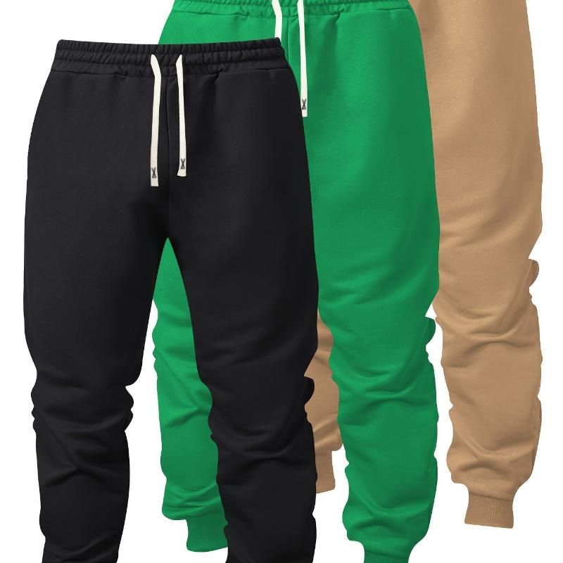 Men's Casual Solid Color Jogger Pants With Cuffed Hem - Comfortable Streetwear Sweatpants For Everyday Wear (Multiple Colors & Sizes)_voghion.com