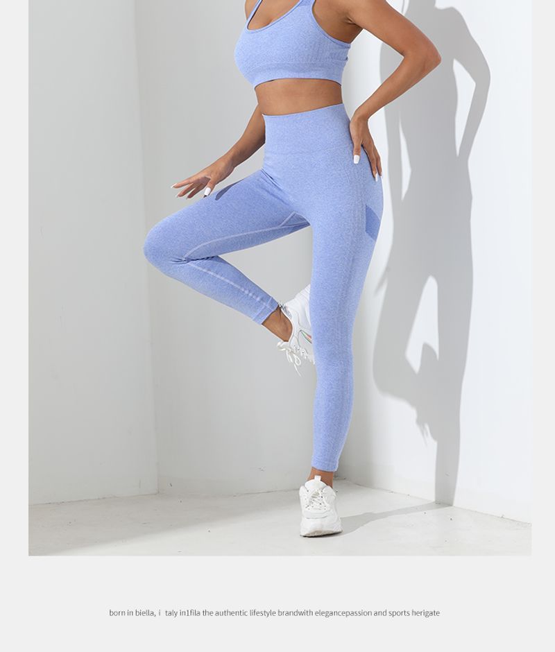 Osnovni 2-delni brezšivni visoko raztegljivi komplet za jogo in telovadnico s križnim hrbtom, pajkice s kontrolo trebuha in boki_voghion.com