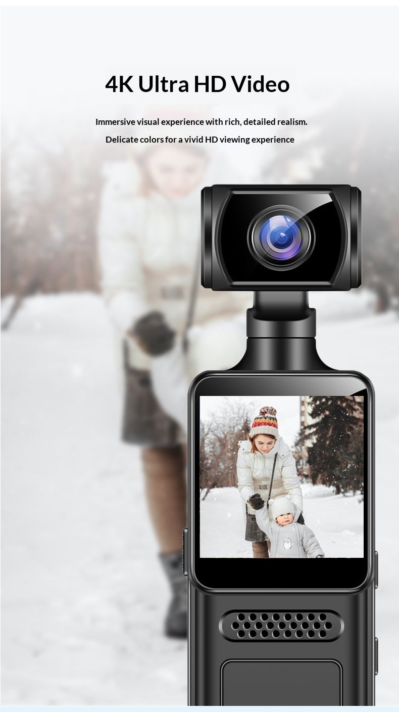 Caméra corporelle M12 WiFi - Enregistreur 4K HD de qualité policière avec clip rotatif, vision nocturne et étui étanche_voghion.com