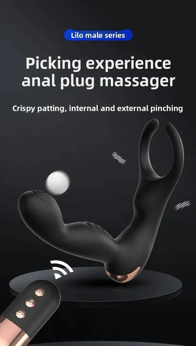 Masturbatore anale con doppia vibrazione e telecomando senza fili, vibratore, massaggiatore per prostata e glutei, articoli per adulti per uomini._voghion.com