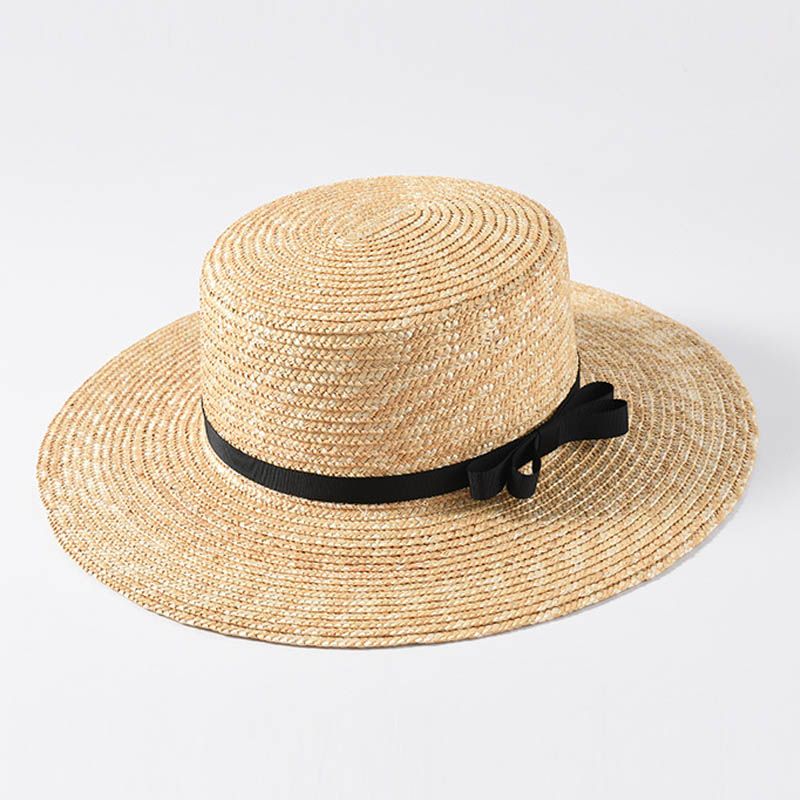 Fashion Fashion Classical Beach Ribbon Bowknot Boater Wide Brim Summer Sun Hats for Women Ladies Wheat Straw Cap Kentucky Derby Hat_voghion.com