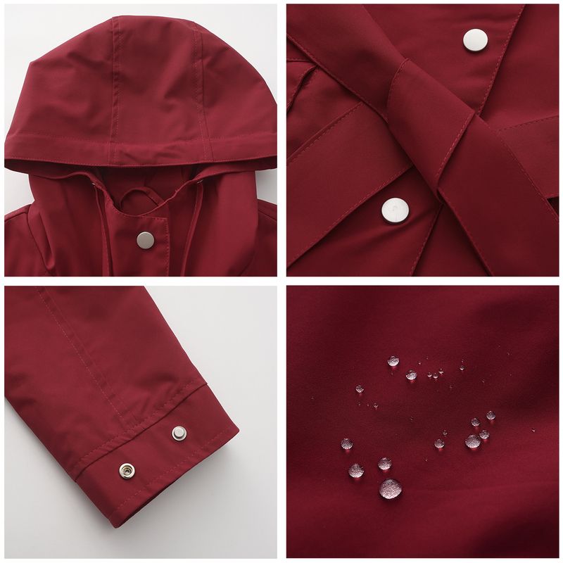 Veste imperméable à capuche avec ceinture pour femme, nouvelle collection printemps et automne 2024, coupe-vent ample et décontracté_voghion.com