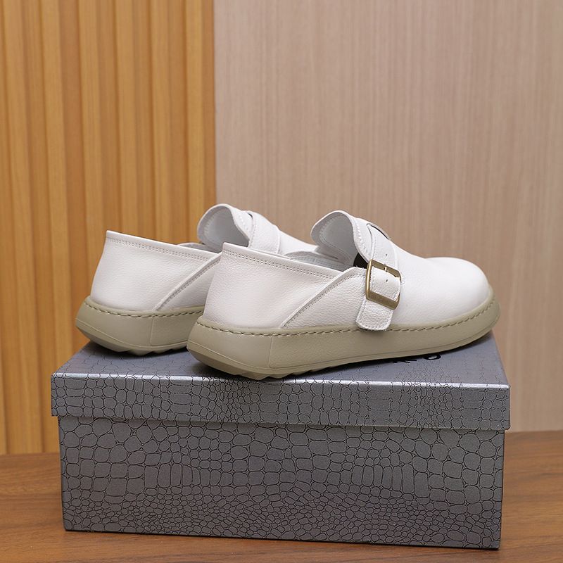 2025 New Men's Sole Genuine Leather Loafers Korean Style Breathable Trendy Slip-On Soft Panel Shoes For Men_voghion.com