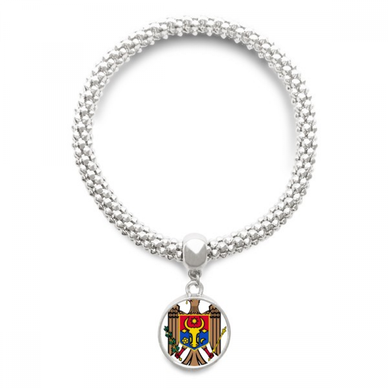Moldavië Eu Nationaal Embleem Zilveren Armband Hanger Sieraden Ketting Verstelbare Bangle_voghion.com