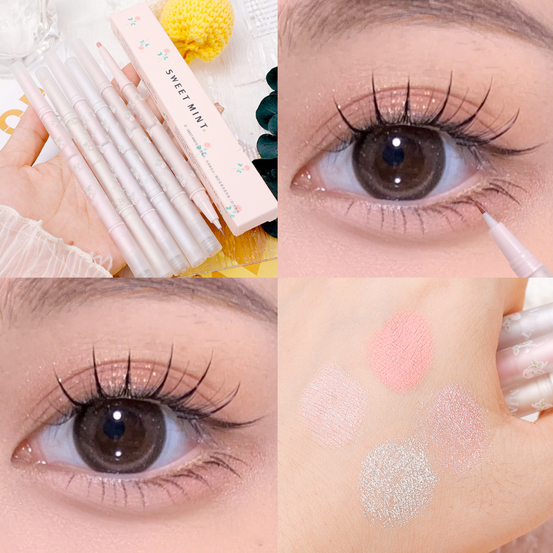 Ligen Doppelkopf Seidworm Pen Glitter Eyeshadow Stick Matt Pearlescent White Sier Eye Liner Brighten E_voghion.com