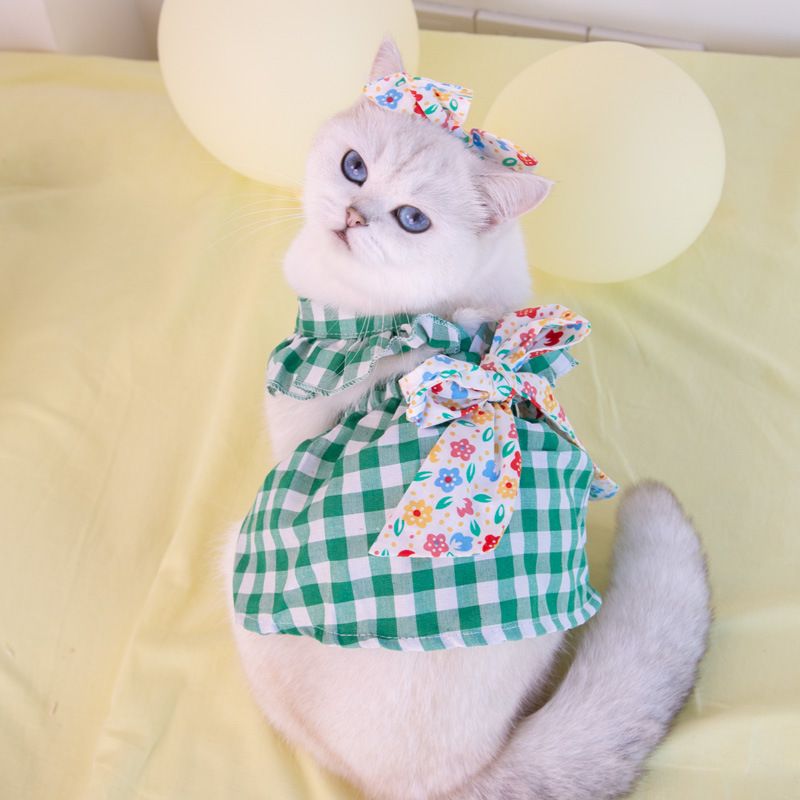 2024 Weihnachten Plaid Bow Kleid Haustier Kleidung Katze Hund Bekleidung_voghion.com