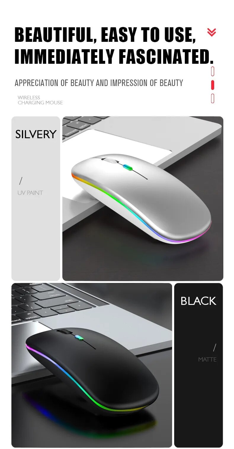 Tablet Phone Computer Bluetooth Charging Luminous 2.4G USB Wireless Portable Mouse_voghion.com