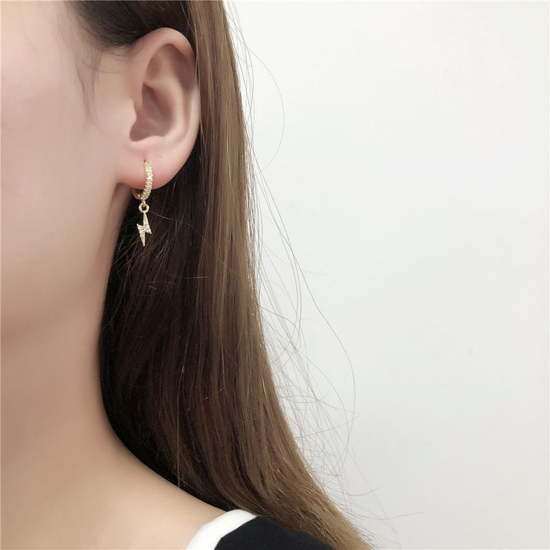 Asymmetrical Star-moon Ear Buckle Earrings With Micro-encrusted Zircon Eyes, Fashionable Earrings And Eardrops_voghion.com