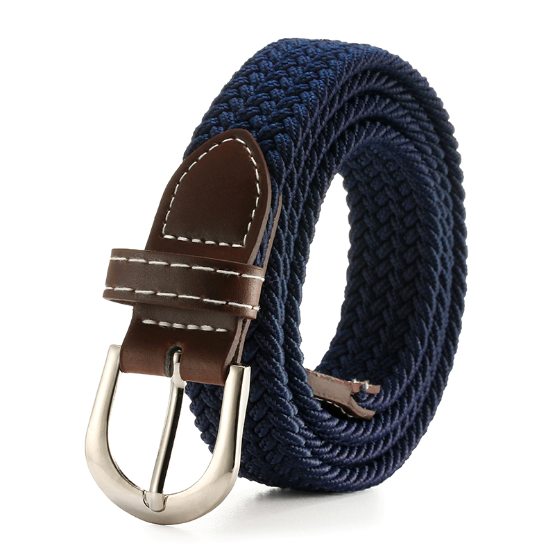Modischer, perforationsfreier Canvas-einfacher langer kleiner Gürtel für Damen, lässiger, elastischer, geflochtener Gürtel, feiner Gürtel für Damen_voghion.com