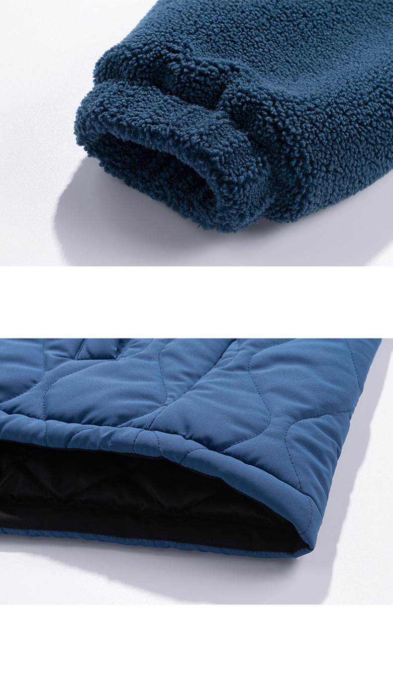 Men's clothing lamb wool cottoncoat autumn and winter thickened warm standing collar cottoncoat Rhomb cottoncoat_voghion.com