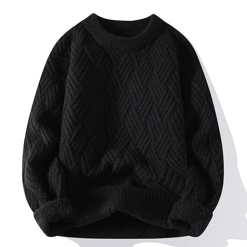 Pull épais pour hommes, vêtements d'automne et d'hiver, nouveau pull épais pour jeunes étudiants, vêtements chauds en tricot simple_voghion.com