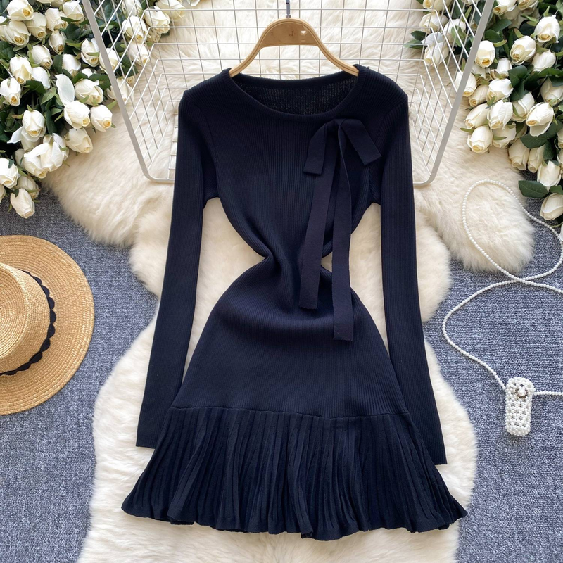 Roupas femininas vestido de malha leve de luxo de alta qualidade_voghion.com