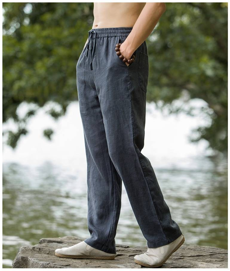 Pantalons de plage pour hommes, joggings, streetwear, pantalons de survêtement en coton et lin, pantalons décontractés, pantalons hawaïens pour vacances, pantalons longs d'été amples_voghion.com