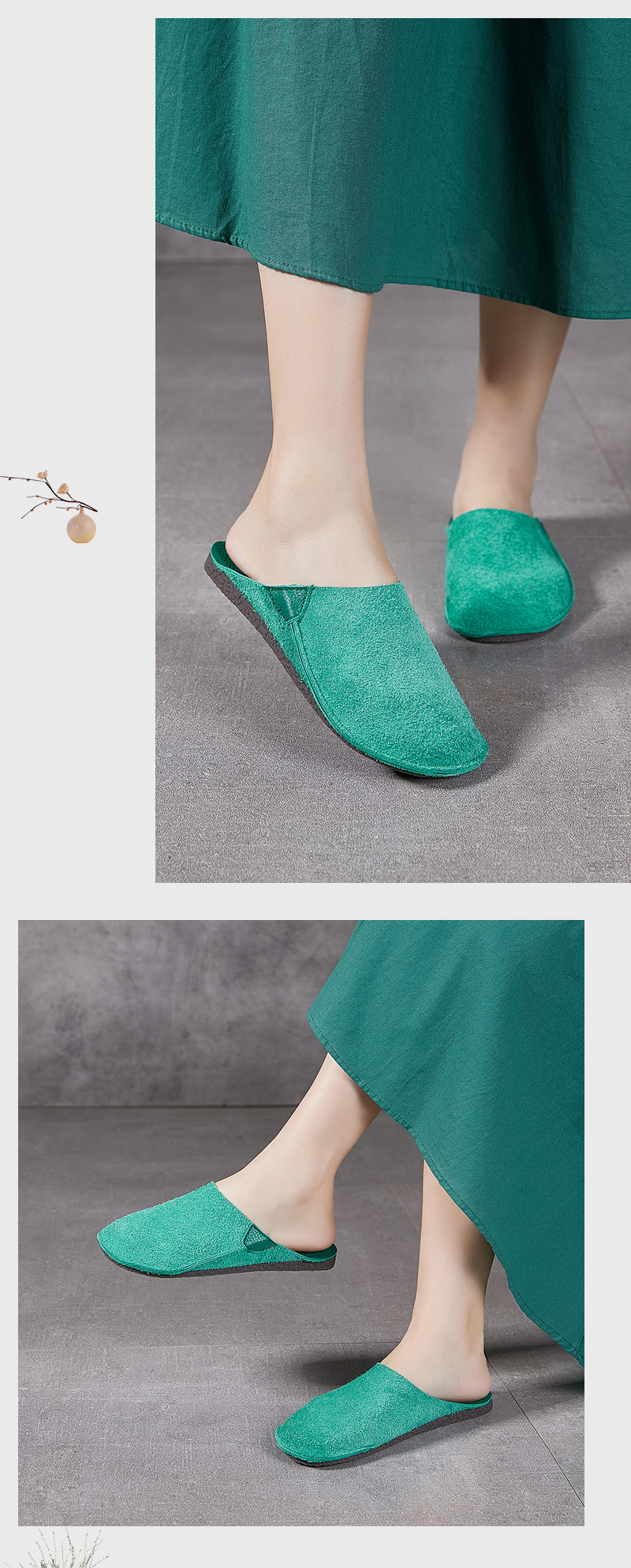 Women’s Shoes New Top Layer Cowhide Half Slippers Casual Versatile Comfortable Thickened Soft Bottom Flat Sandals_voghion.com