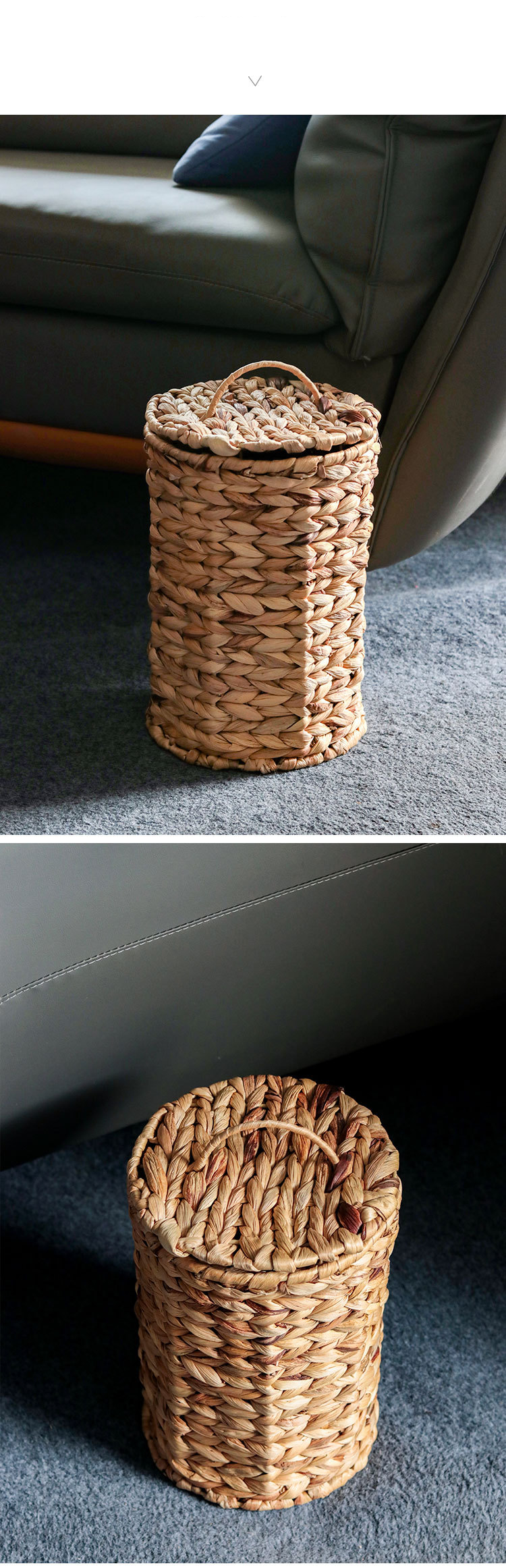 Handwoven Rattan Waste Basket - Rustic Style Mini Trash Bin For Bedroom & Office_voghion.com