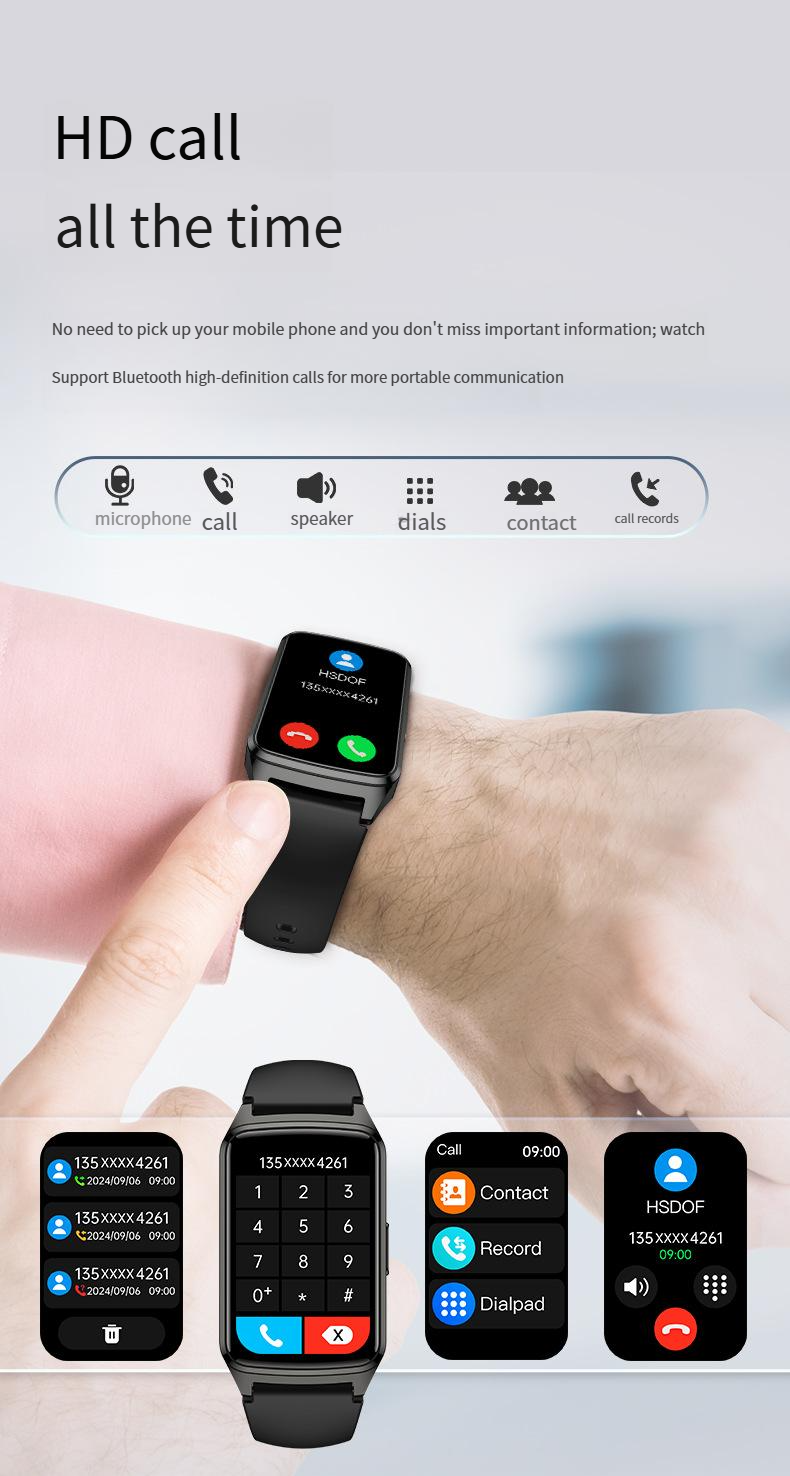 Inteligentne zegarki Baiyimei P121 1,57-calowy inteligentny zegarek z pomiarem tętna, monitorowaniem poziomu tlenu we krwi, sportowym zegarkiem Bluetooth i funkcją połączeń telefonicznych_voghion.com