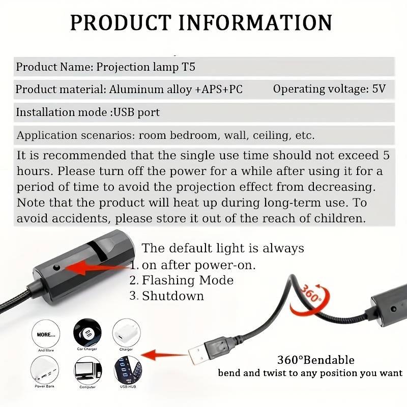 1 Stück Licht + 3 Stück Mondlicht-Stecker, Gelb, Weiß, Blau. USB-Schnittstellenstecker, LED-Projektionslicht, Schlafzimmer-Hintergrund, 360° drehbar, Halloween, Weihnachten_voghion.com