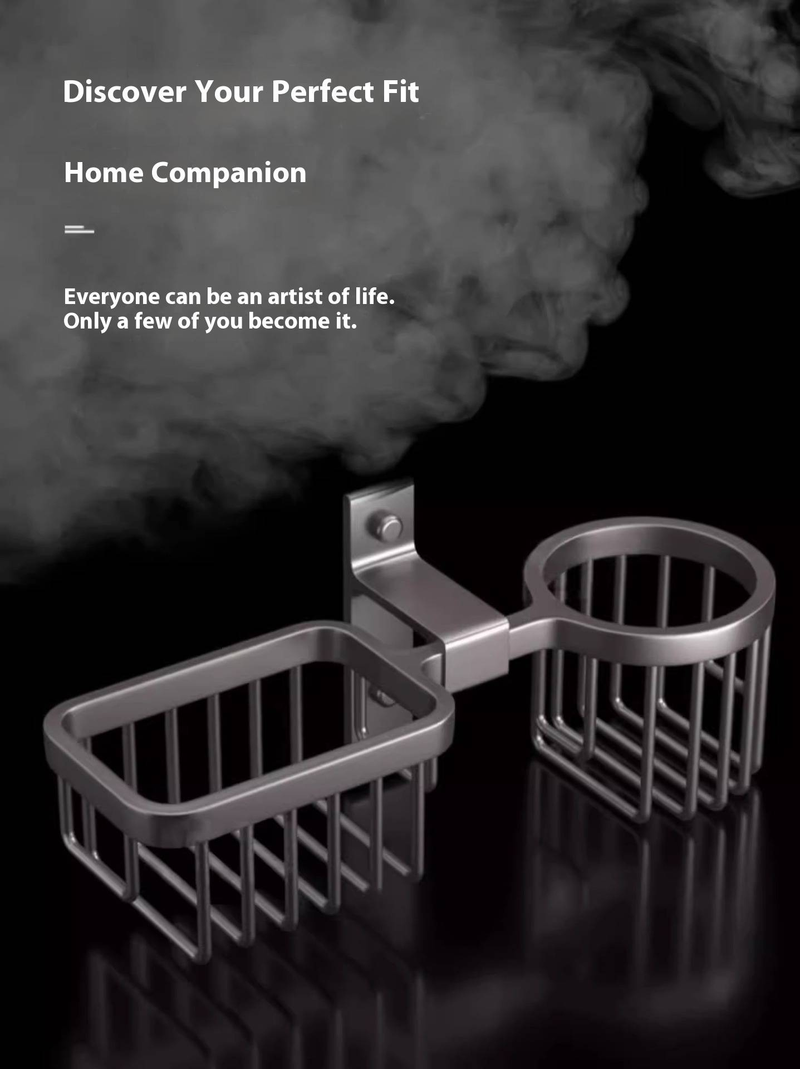 Hochwertiger Toilettenbürstenhalter zur Wandmontage – Space Aluminium, Badezimmer-Organizer ohne Bohren (Mattschwarz/Silber/Grau, rostfrei, 10 kg Tragkraft)_voghion.com