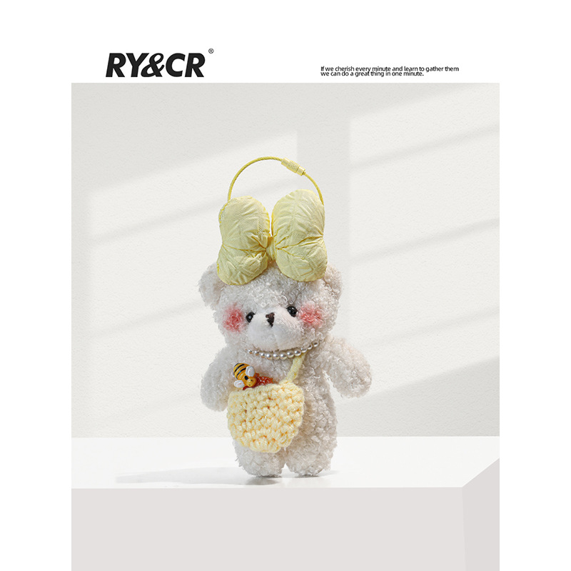 Adorable Bear Crossbody Bag With Bow - Cute Plush Keychain, Backpack Charm, Girls' Fashion Accessory (Multiple Colors)_voghion.com