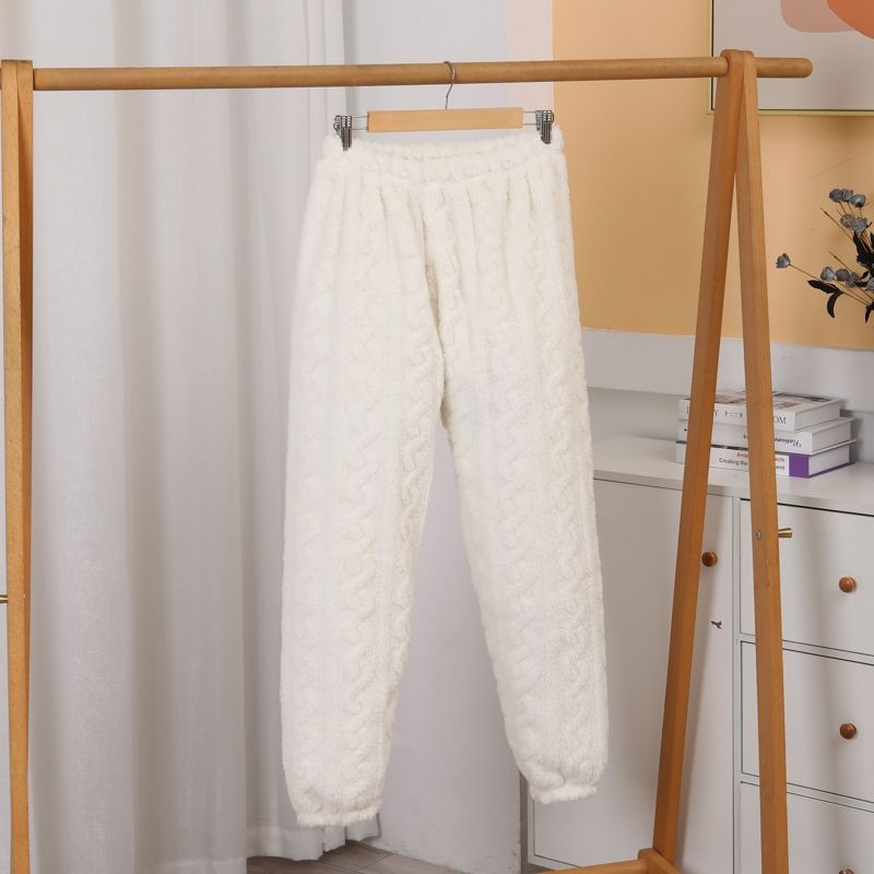 "Women's Flannel Pajama Set - Winter Warm Sleepwear With Embossed Pattern - Ultra-Thick Long-Sleeve Loungewear For Cozy Nights_voghion.com