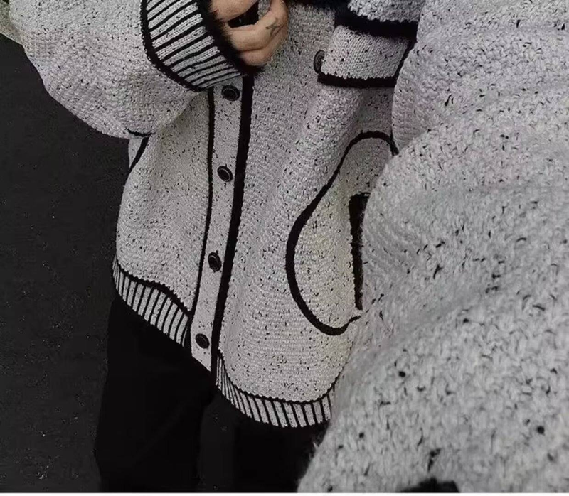 Unisex Knit Cardigan – Oversized Crochet Sweater With Chunky Cable Stitch (M/L/XL/2XL/3XL, Harajuku Streetwear, Polyester Blend, Wrinkle-Free)_voghion.com