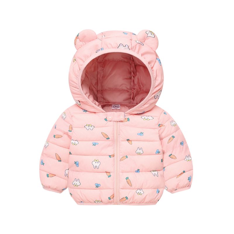 Giacca invernale per bambini con orecchie di animali - Cappotto imbottito leggero per bambini e bambine, morbido capospalla con cappuccio in poliestere per neonati e bambini piccoli (80-120 cm)_voghion.com