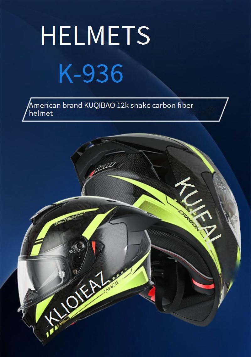 Casco da moto in fibra di carbonio con doppia visiera – Casco integrale da corsa per uomo e donna – Certificato 3C – Fibra di carbonio Black Snake_voghion.com